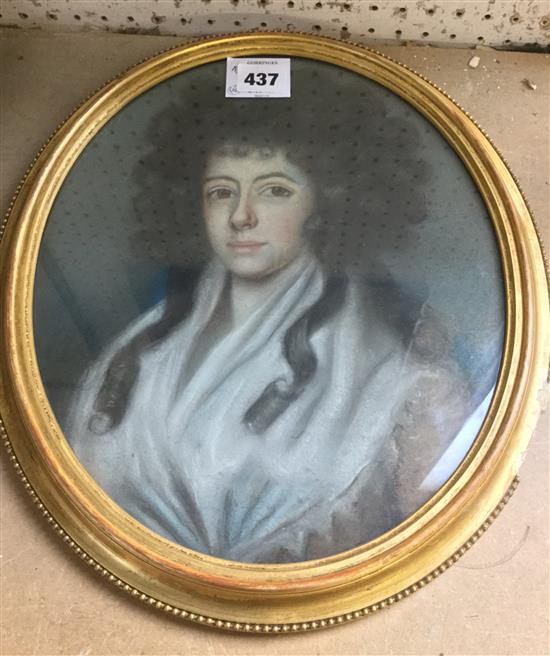 Oval pastel of a lady(-)